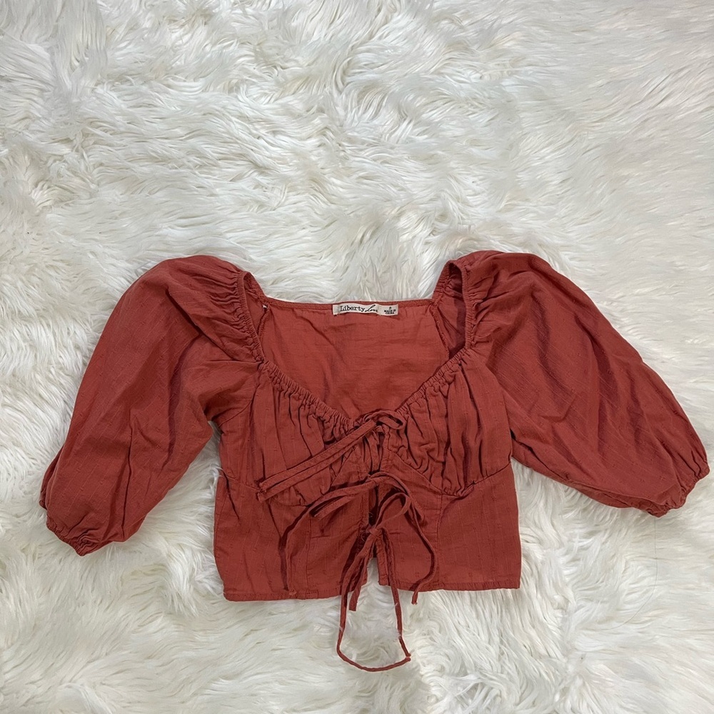 Liberty Love Terracotta Puff Sleeve Blouse